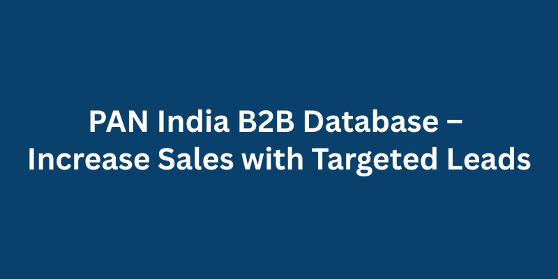 PAN India B2B Database – Increase Sales with Targeted Leads