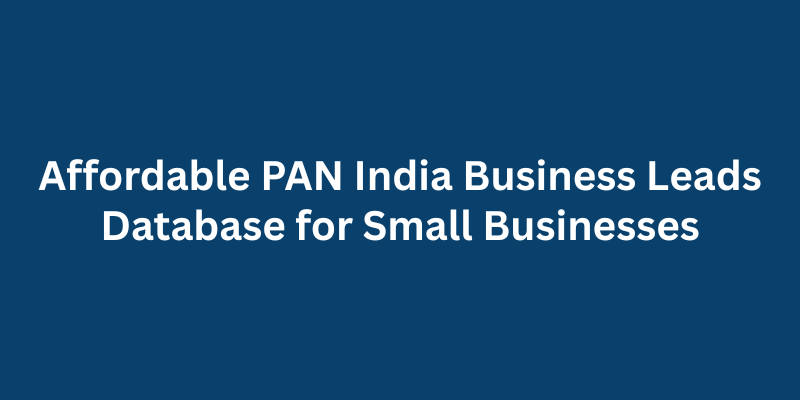 Affordable PAN India Business Leads Database for Small Businesses